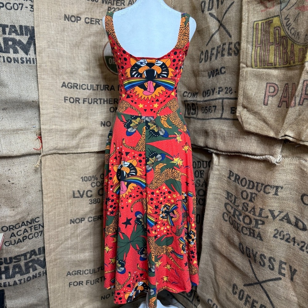 Nooworks Naomi Dress Pride Tiger Red Womens S Sleeveless Fit Flare Midi - Picture 3 of 7